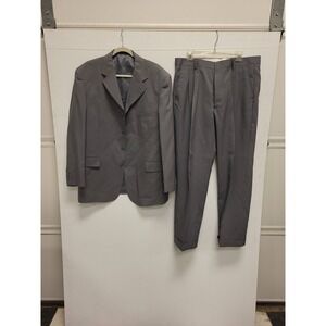 Lucci Collezione Mens Suit Gray Two Piece 44R Regular Fit Blazer Pants‎ Italy